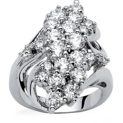 Fine Jewelry Womens 3 1/2 Ct. T.w Cubic Zirconia Platinum Over Silver Cocktail Ring In Transparent