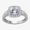 Fine Jewelry Womens 3 1/2 Ct. T.w Genuine Blue Aquamarine 10k White Gold Cushion Halo Cocktail Ring In White