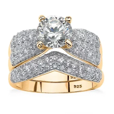 Fine Jewelry Womens 3 1/4 Ct. T.w. Cubic Zirconia 14k Gold Over Silver Bridal Set In Multi