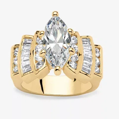 Fine Jewelry Womens 3 3/4 Ct. T.w. Cubic Zirconia 14k Gold Over Brass Engagement Ring