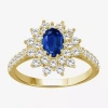 Fine Jewelry Womens 3 3/4 Ct. T.w. Genuine Blue Sapphire 10k Gold Oval Halo Cocktail Ring In Yellow