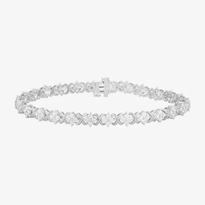Fine Jewelry Womens 3 Ct. T.w. Lab Grown White Diamond 10k White Gold Tennis Bracelet