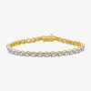 Fine Jewelry Womens 3 Ct. T.w. Natural White Diamond 10k Gold 7.5 Inch Tennis Bracelet In Transparent