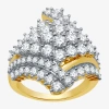 Fine Jewelry Womens 3 Ct. T.w. Natural White Diamond 10k Gold Cluster Cocktail Ring In Transparent