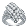Fine Jewelry Womens 3 Ct. T.w. Natural White Diamond 10k White Gold Cluster Cocktail Ring In White