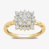 Fine Jewelry Womens 3/4 Ct. T.w. Lab Grown White Diamond 10k Gold Cluster Cocktail Ring In Transparent