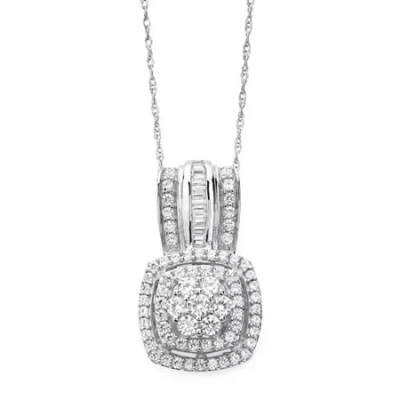 Fine Jewelry Womens 3/4 Ct. T.w. Natural White Diamond 10k Gold 18 Inch Pendant Necklace In Transparent