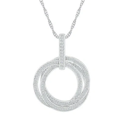 Fine Jewelry Womens 3/4 Ct. T.w. Natural White Diamond 10k White Gold Circle 18 Inch Pendant Necklace In Transparent