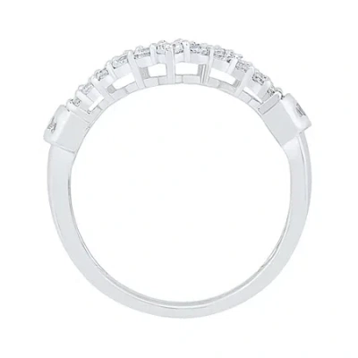Fine Jewelry Womens 3/4 Ct. T.w. Natural White Diamond 10k White Gold Cluster Cocktail Ring