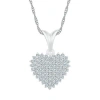 Fine Jewelry Womens 3/4 Ct. T.w. Natural White Diamond 10k White Gold Heart 18 Inch Pendant Necklace In Transparent