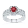 Fine Jewelry Womens 3/8 Ct. T.w. Lab Created Red Ruby Sterling Silver Cocktail Ring In Transparent