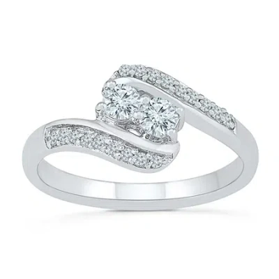 Fine Jewelry Womens 3/8 Ct. T.w. Natural White Diamond 10k Gold Cocktail Ring