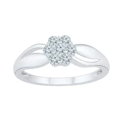 Fine Jewelry Womens 3/8 Ct. T.w. Natural White Diamond 10k White Gold Cluster Cocktail Ring