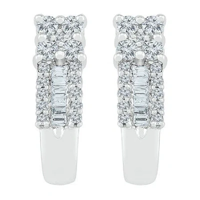 Fine Jewelry Womens 3/8 Ct. T.w. Natural White Diamond 10k White Gold Drop Earrings In Transparent