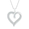 Fine Jewelry Womens 3/8 Ct. T.w. Natural White Diamond 10k White Gold Heart 18 Inch Pendant Necklace In Transparent
