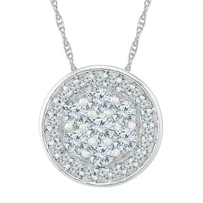 Fine Jewelry Womens 3/8 Ct. T.w. Natural White Diamond 10k White Gold Round 18 Inch Pendant Necklace In Transparent