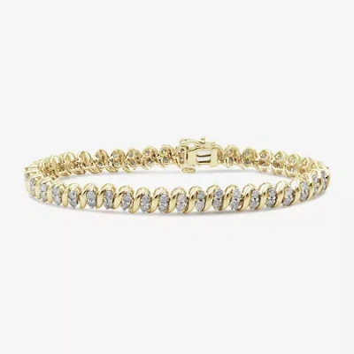 Fine Jewelry Womens 4 Ct. T.w. Lab Grown White Diamond 10k Gold Tennis Bracelet In Transparent
