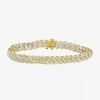 Fine Jewelry Womens 4 Ct. T.w. Lab Grown White Diamond 10k White Gold Tennis Bracelet In Yellow