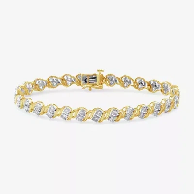 Fine Jewelry Womens 4 Ct. T.w. Natural White Diamond 10k Gold 7.25 Inch Tennis Bracelet In Yellow
