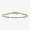 Fine Jewelry Womens 5 Ct. T.w. Lab Created White Moissanite 18k Gold Over Silver Tennis Bracelet In Transparent
