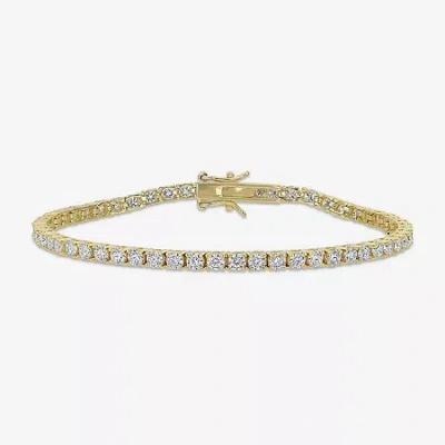 Fine Jewelry Womens 5 Ct. T.w. Lab Created White Moissanite 18k Gold Over Silver Tennis Bracelet In Transparent