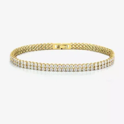 Fine Jewelry Womens 5 Ct. T.w. Lab Grown White Diamond 10k White Gold 7.5 Inch Tennis Bracelet In Yellow