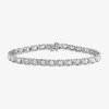 Fine Jewelry Womens 5 Ct. T.w. Lab Grown White Diamond 10k White Gold Tennis Bracelet In White