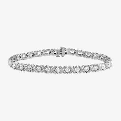 Fine Jewelry Womens 5 Ct. T.w. Lab Grown White Diamond 10k White Gold Tennis Bracelet