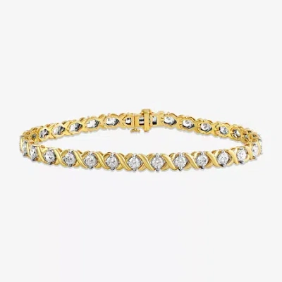 Fine Jewelry Womens 5 Ct. T.w. Lab Grown White Diamond 10k White Gold Tennis Bracelet In Yellow
