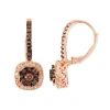 Fine Jewelry Womens 5/8 Ct. T.w. Brown Cubic Zirconia 14k Rose Gold Over Silver Drop Earrings In Transparent
