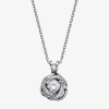 Fine Jewelry Womens 5/8 Ct. T.w. Cubic Zirconia Platinum Over Silver Knot 18 Inch Pendant Necklace In Transparent