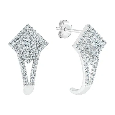 Fine Jewelry Womens 5/8 Ct. T.w. Natural White Diamond 10k White Gold Drop Earrings In Transparent