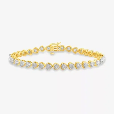 Fine Jewelry Womens 7 Ct.t.w. Lab Grown White Diamond 10k Gold Tennis Bracelet In Transparent