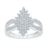 Fine Jewelry Womens 7/8 Ct. T.w. Natural White Diamond 10k White Gold Cluster Cocktail Ring In White