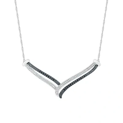 Fine Jewelry Womens Black Diamond Sterling Silver 18 Inch Chevron Necklace In Transparent