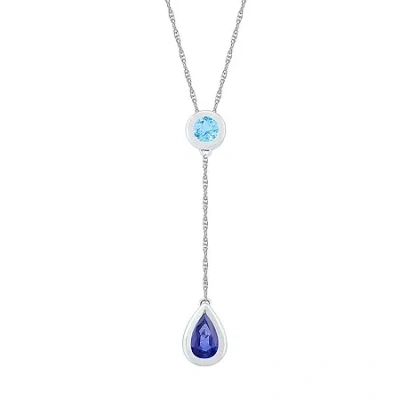 Fine Jewelry Womens Blue Sapphire Sterling Silver 18 Inch Y Necklace In Transparent