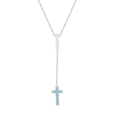 Fine Jewelry Womens Blue Topaz Sterling Silver 18 Inch Y Necklace In Black