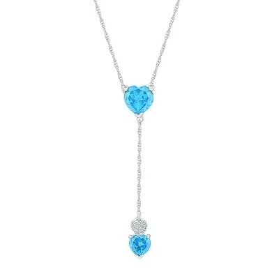 Fine Jewelry Womens Blue Topaz Sterling Silver 18 Inch Y Necklace In Transparent