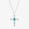 Fine Jewelry Womens Blue Turquoise Sterling Silver Cross 18 Inch Pendant Necklace In Transparent