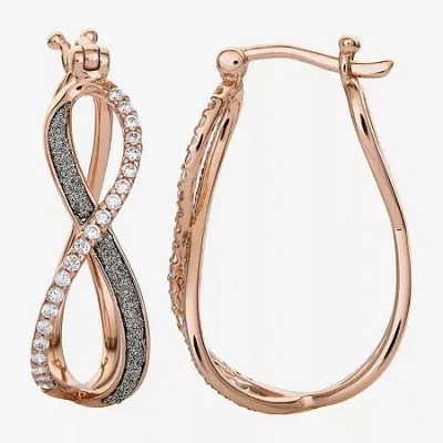 Fine Jewelry Womens Cubic Zirconia Sterling Silver 27.9mm Hoop Earrings In Transparent