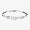 Fine Jewelry Womens Cubic Zirconia Sterling Silver Oval Bangle Bracelet In Transparent