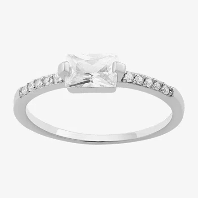 Fine Jewelry Womens Cubic Zirconia Sterling Silver Round Cocktail Ring