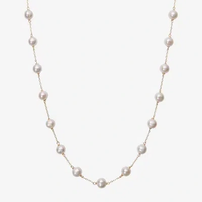Fine Jewelry Womens Cultured Freshwater Pearl 10k Yellow Gold Strand Necklace In Transparent