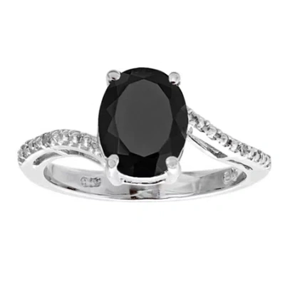 Fine Jewelry Womens Diamond Accent Black Onyx Sterling Silver Cocktail Ring In Transparent
