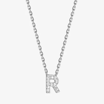 Fine Jewelry Womens Diamond Accent Cubic Zirconia Sterling Silver Round 18 Inch Pendant Necklace In Transparent