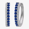 Fine Jewelry Womens Diamond Accent Gemstone 10k Gold 17.8mm Hoop Earrings