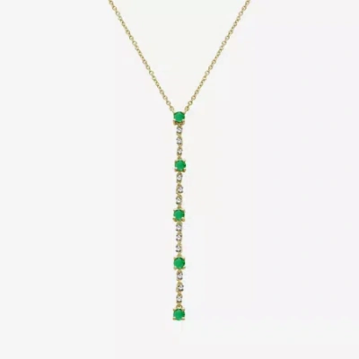 Fine Jewelry Womens Diamond Accent Gemstone 10k Gold 18 Inch Pendant Necklace In Green