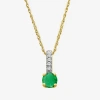 Fine Jewelry Womens Diamond Accent Gemstone 10k Gold 18 Inch Pendant Necklace In Green