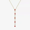 Fine Jewelry Womens Diamond Accent Gemstone 10k Gold 18 Inch Pendant Necklace In Red