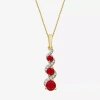 Fine Jewelry Womens Diamond Accent Gemstone 10k Gold 18 Inch Pendant Necklace In Red